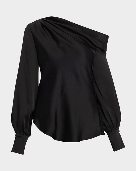 Alice Draped Satin One-Shoulder Top