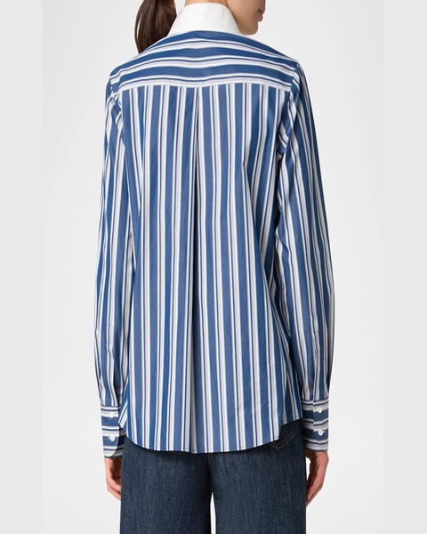 Striped Poplin Button-Down Blouse
