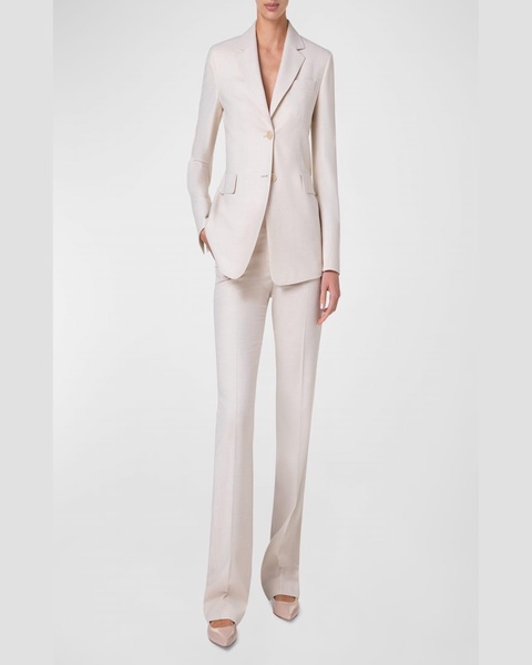 Marilyn High-Rise Check Bootcut-Leg Crepe Pants