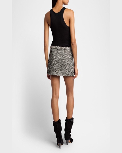 Gleny Braided-Trim Boucle Mini Skirt