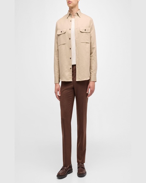 Men's Linen-Cotton Military Overshirt