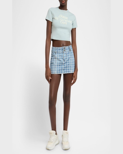 MA Quad Denim Jacquard Mini Skirt