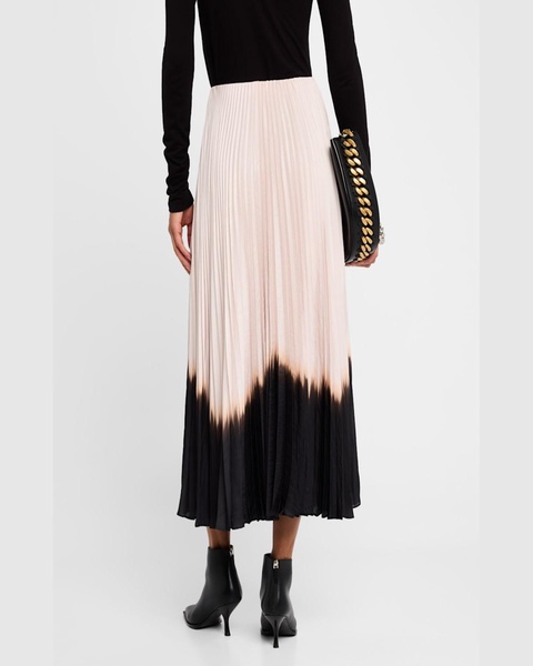 Tatum Pleated Contrast-Hem Midi Skirt