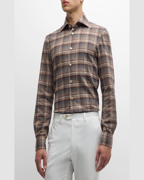 Men's Flannel Plaid Casual Button-Down Shirt