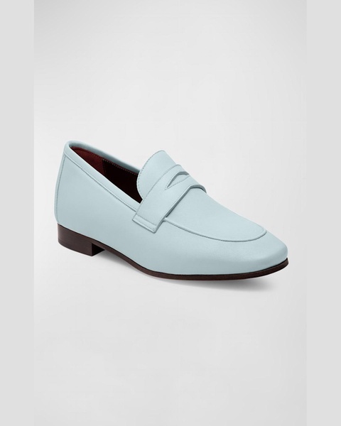 Leather Flat Penny Loafers