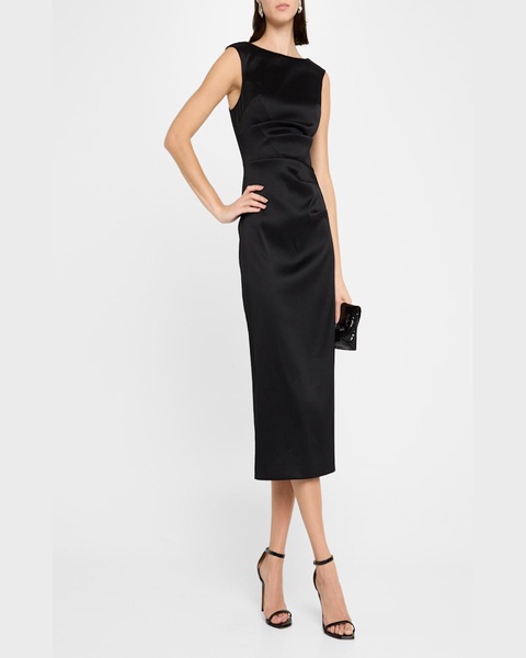Sleeveless Stretch Mikado Midi Dress