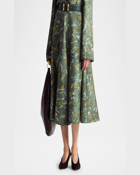 Varda Printed Silk Midi Skirt