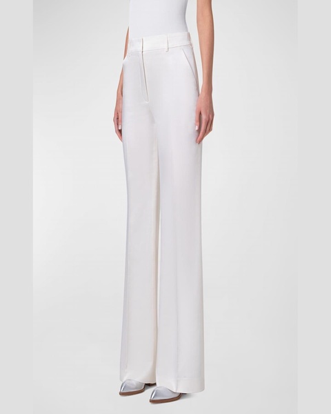 Florine Wool Satin Wide-Leg Pants