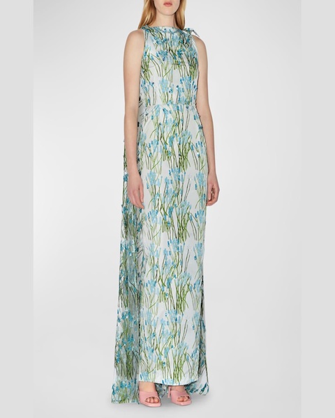 Charlene Sequin Embroidered Cape Gown