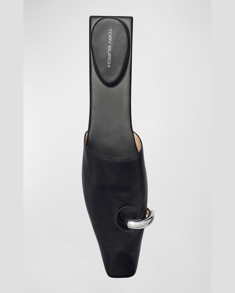 Leather Toe-Ring Ballerina Mules