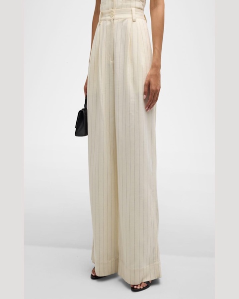 Alfie Pinstripe Wide-Leg Pants