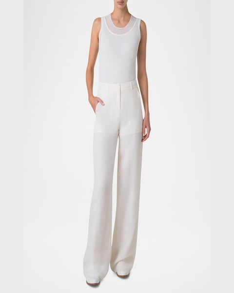 Structured Double-Layer Cotton Blend Knit Top
