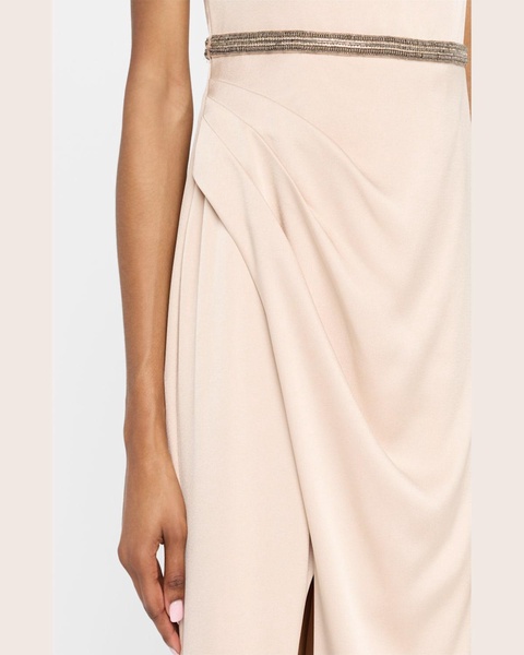 One-Shoulder Draped Crepe Back Satin Gown