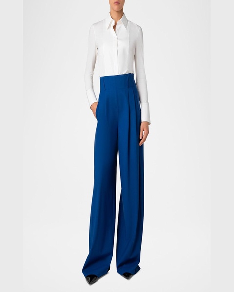 Mixed-Media Button-Down Blouse