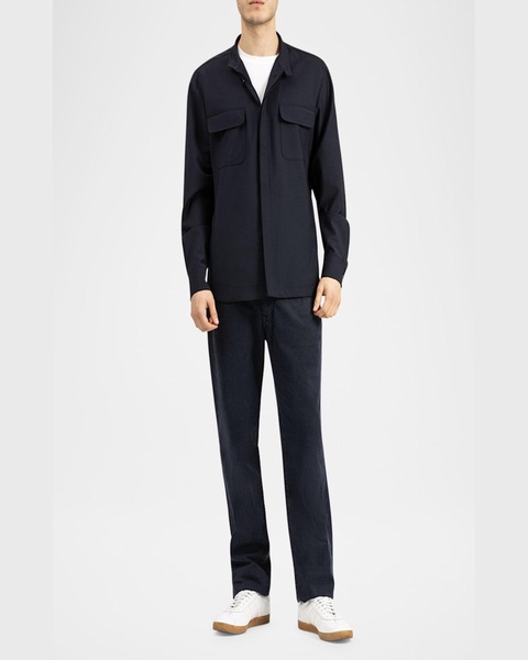 Men's Overshirt with Band Collar