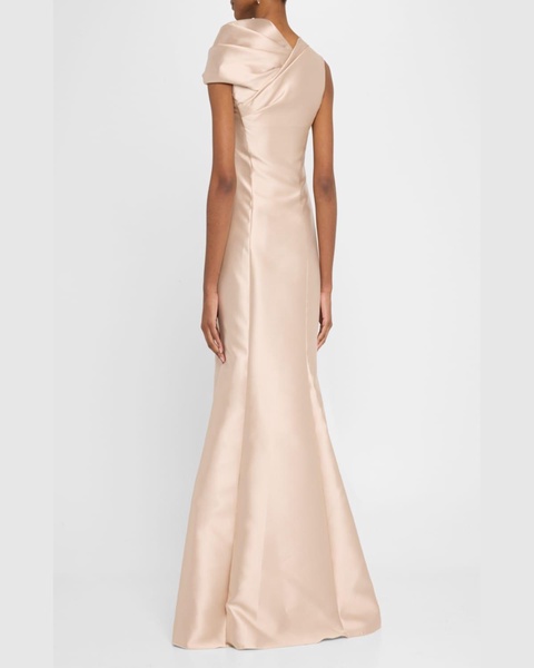 Twisted Shoulder Mikado Mermaid Gown