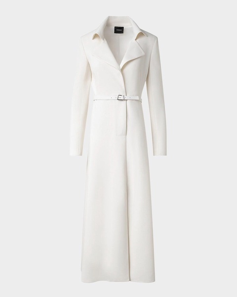 Belted Fit-Flare  Wool Double Face Midi Dress 