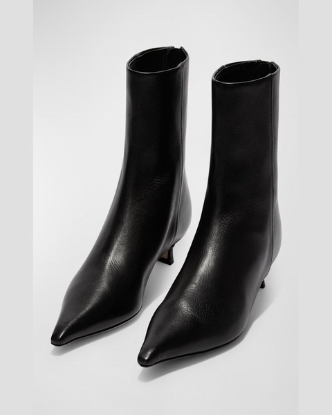 Zoe Leather Kitten Ankle Booties