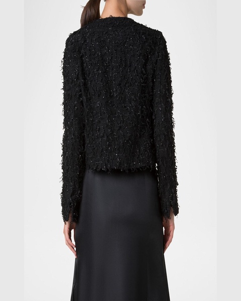 Bea Micro Sequin Fringed Boucle Shirt Jacket