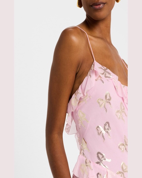 Lomina Silk Metallic Bow Mini Dress