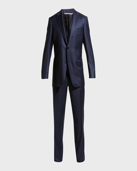 Men's Solid Wool Two-Piece Suit