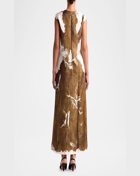 Cherie Long Printed Silk Dress