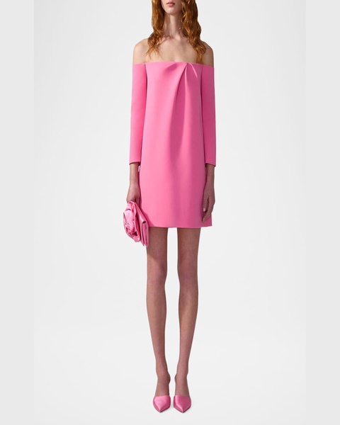 Off-The-Shoulder 3/4-Sleeve Mini Dress