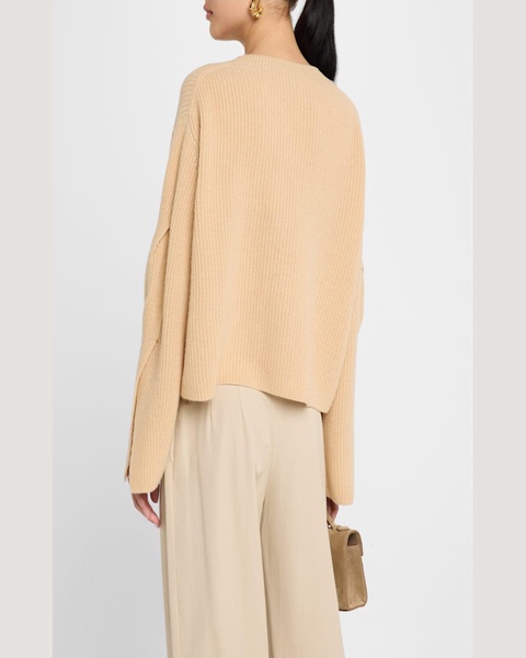 Ribbed Wool-Cashmere Crewneck Sweater