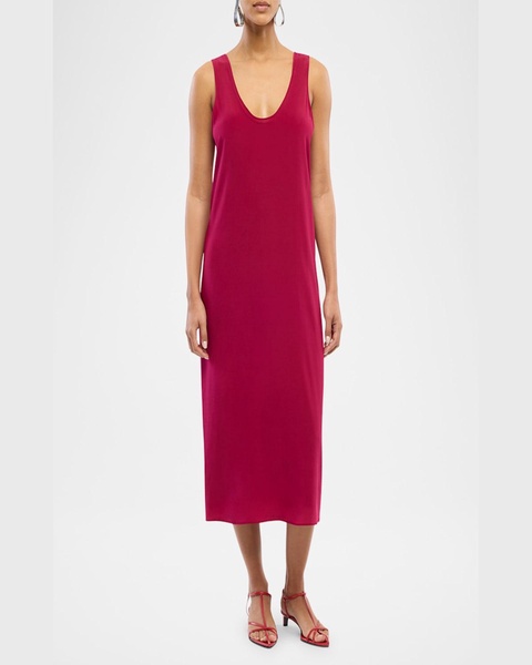 Scoop-Neck Silk Midi Tank Dress