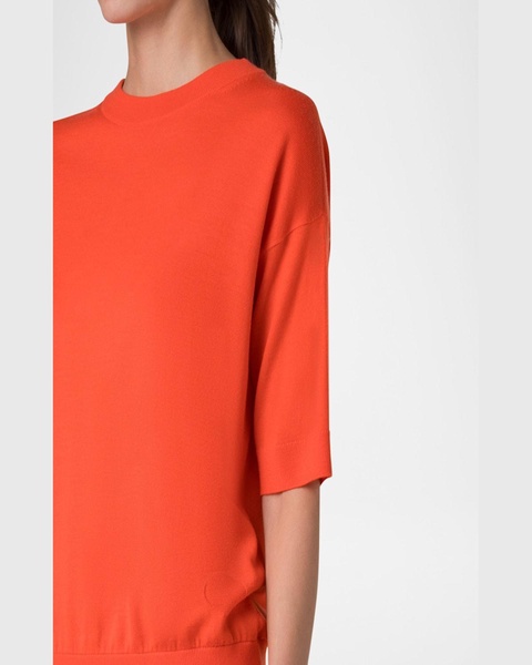 Short-Sleeve Boxy Blouson Knit Sweater
