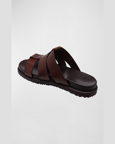Men's Empoli Three-Strap Leather Slide Sandals