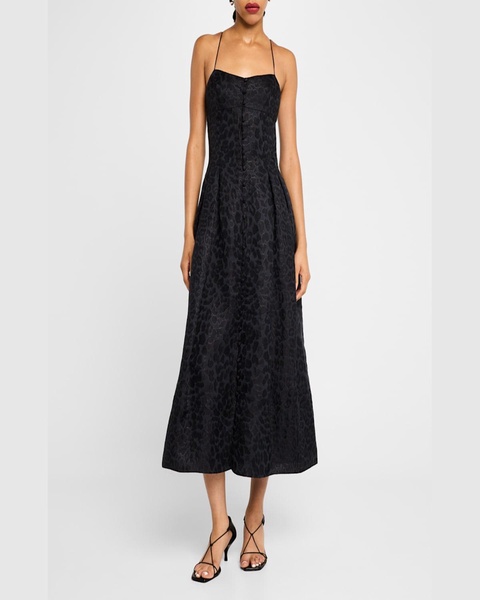 Rickie Dress In Leopard Jacqaurd