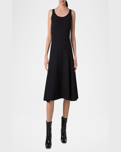 Trapezoid Jacquard Sleeveless Dress