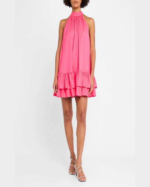 Erna Tie-Neck Halter Mini Dress