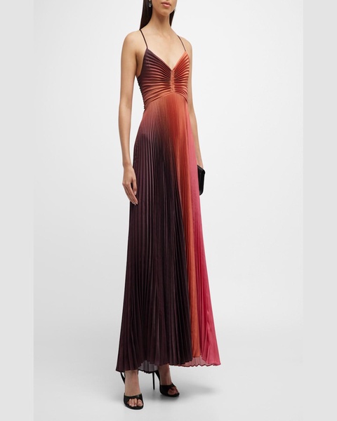 Ariya Pleated Open-Back Maxi Dress