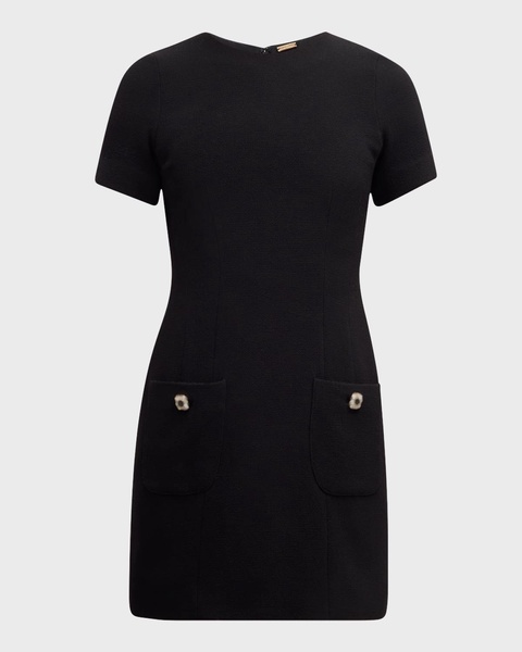 Flynn Crystal-Button Wool Crepe Mini Dress