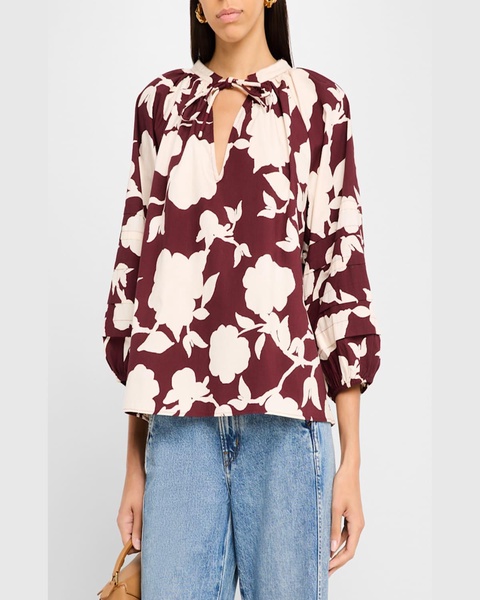 Tule Floral-Print Organic Cotton Top