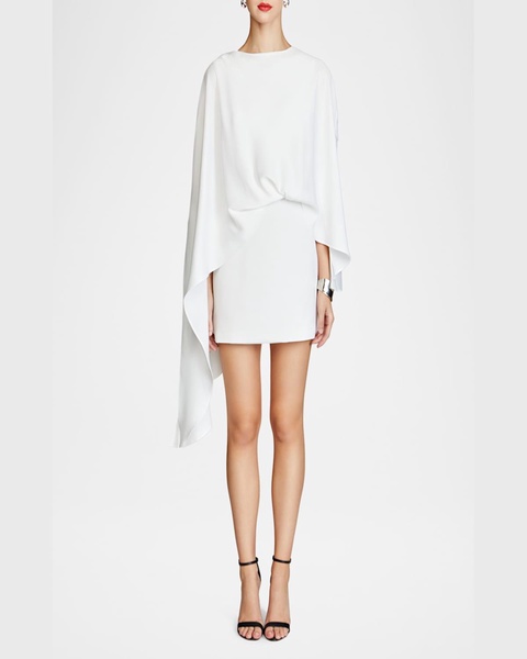 Laure Asymmetric Draped Crepe Mini Dress