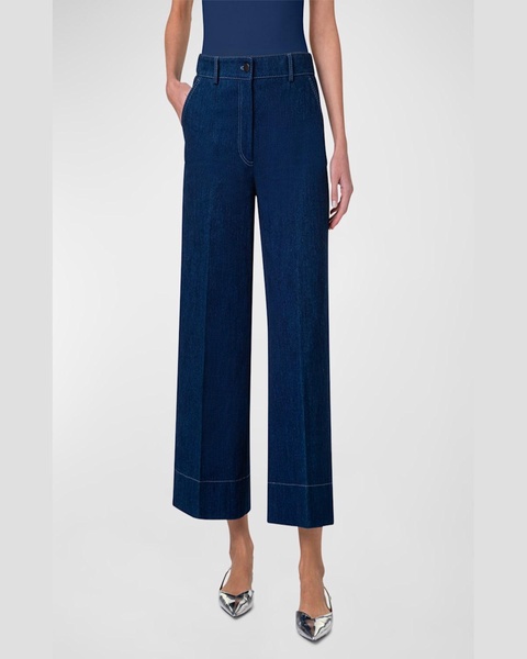 Chiara High-Rise Wide-Leg Ankle Denim Pants