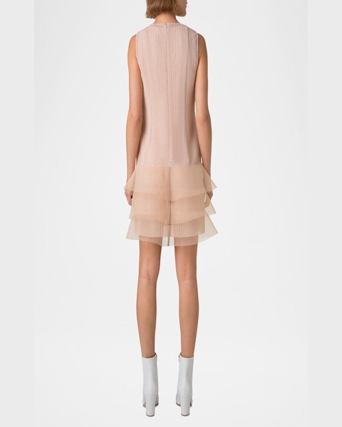 Tiered Ruffle Embroidered Sleeveless Mini Dress