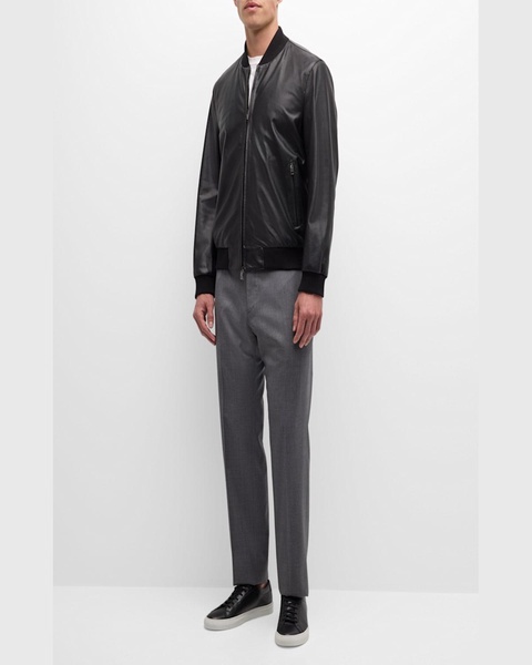 Men's Perforated Leather Bomber Jacket
