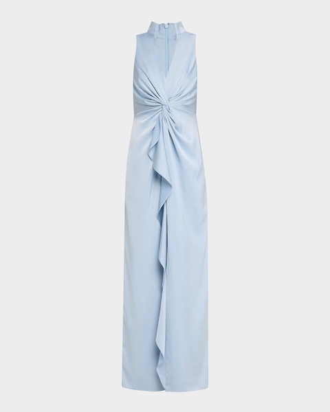 Twist-Front Crepe Back Satin Column Gown