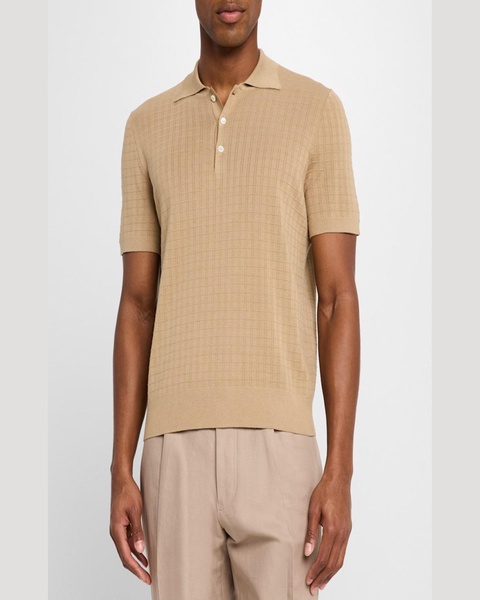 Men's Grid Jacquard Knit Polo