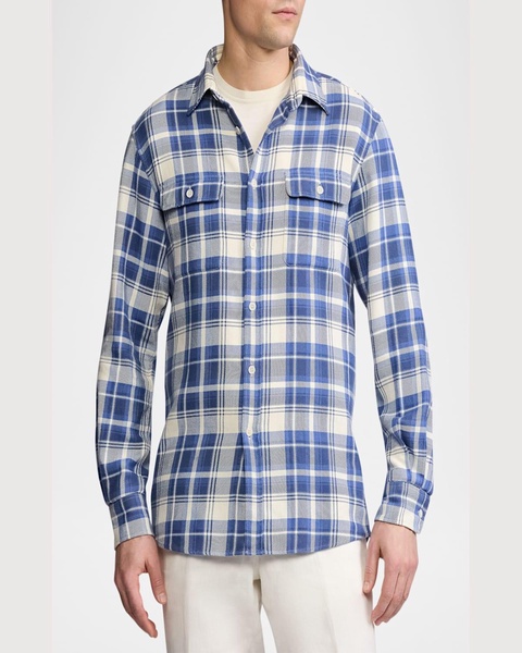 Men's Plaid Twill Sport Shirt