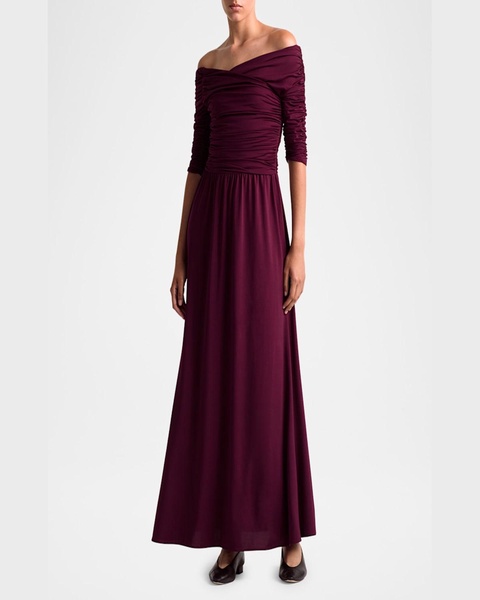 Char Off-Shoulder Ruched Long Dress