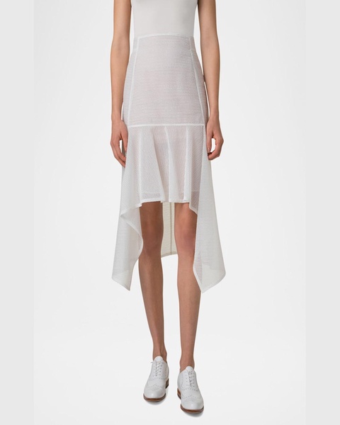 Boucle Striped Silk Organza High-Low Skirt