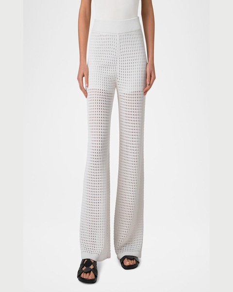 Chunky Cotton Crochet Knit Straight-Leg Pants