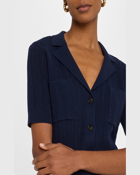 Pointelle & Ribbed Knit Top