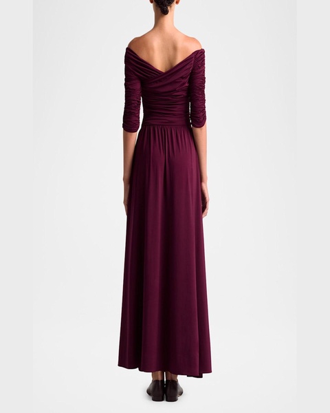 Char Off-Shoulder Ruched Long Dress