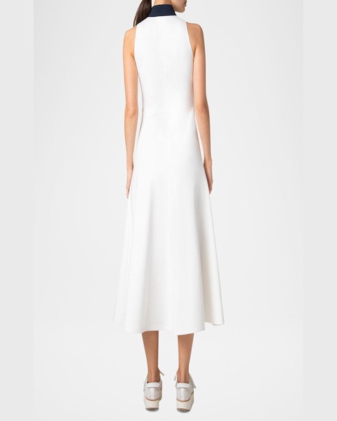 Colorblock Quarter-Zip Sleeveless Jersey Midi Dress